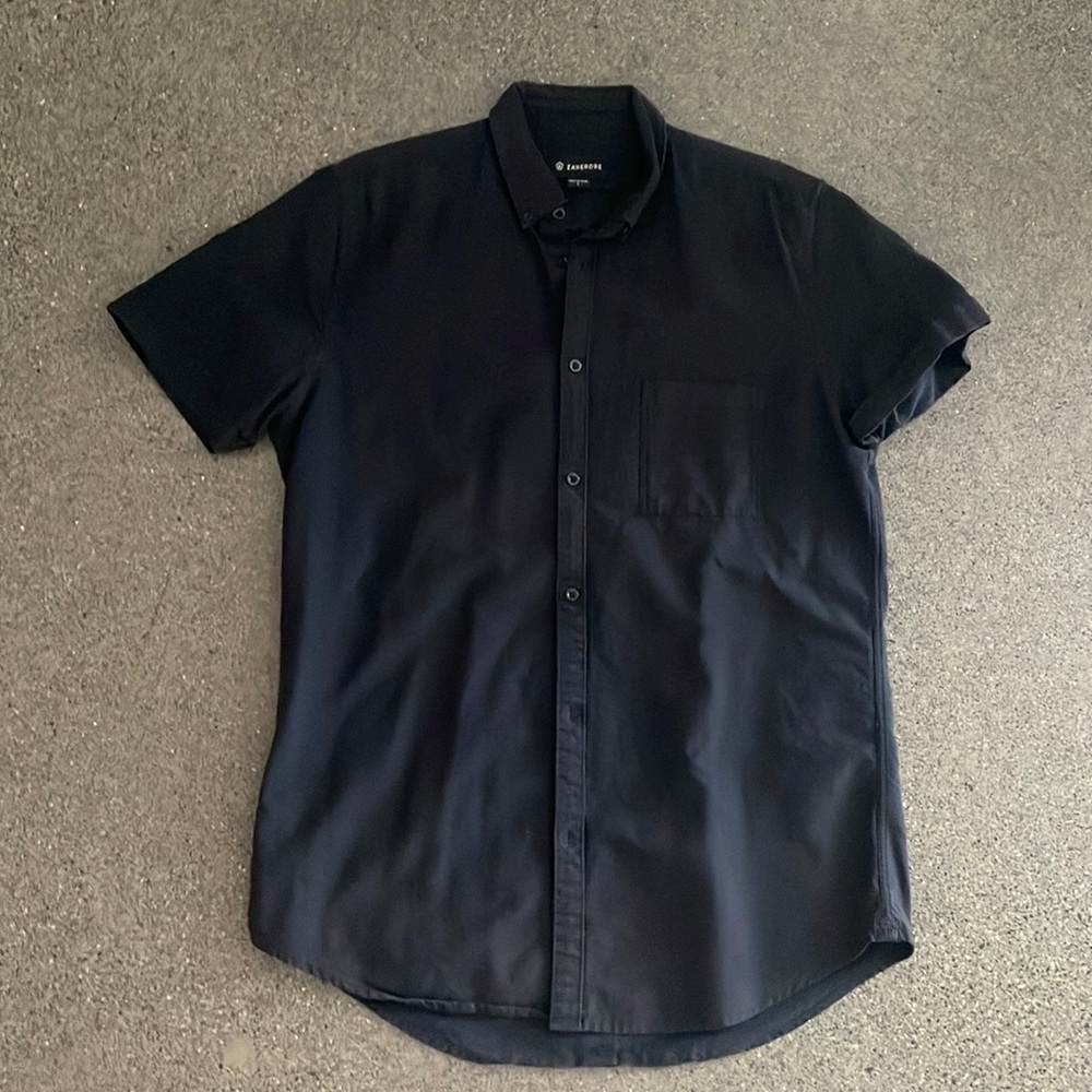 Mens short sleeve black button up